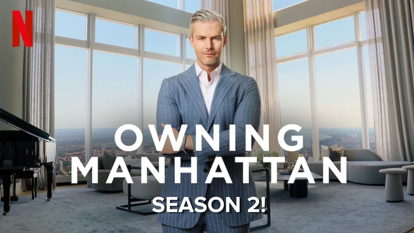 Ryan Serhant, agent immobilier américain, dans un penthouse de Manhattan pour la série Netflix Owning Manhattan